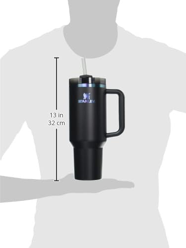 STANLEY Quencher H2.0 Tumbler with Handle and Straw 40 oz | Flowstate 3-Position Lid | Cup Holder Compatible for Travel | Insulated Stainless Steel Cup | BPA-Free | Black Chroma