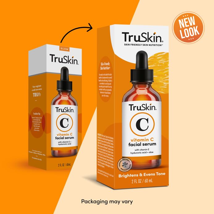 TruSkin Vitamin C Serum For Face – Anti Aging Formula with Vitamin C, Hyaluronic Acid, Vitamin E – Brightening Serum – Improve Appearance of Dark Spots, Tone, Fine Lines & Wrinkles, 2 Fl Oz