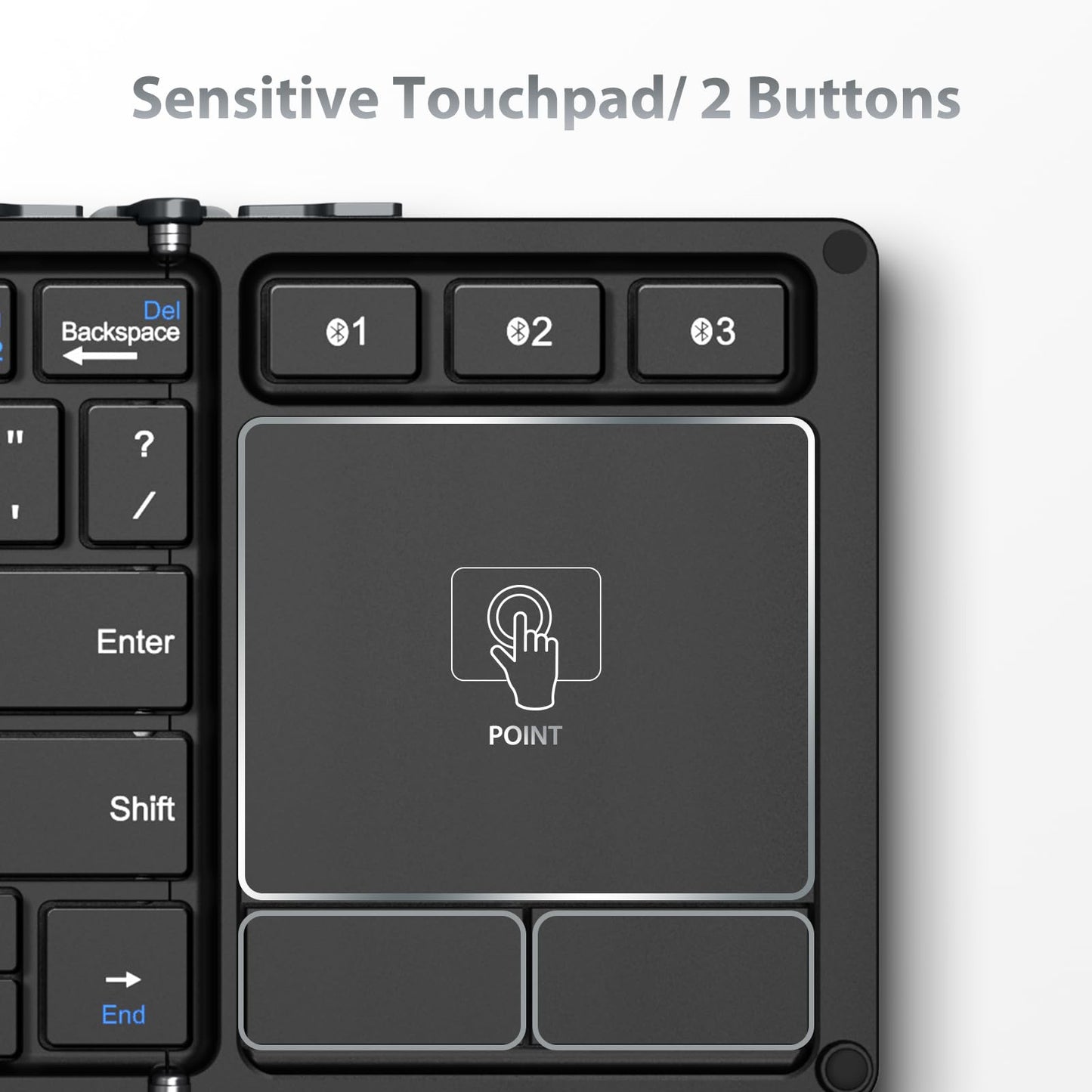 iClever Foldable Keyboard, BK08 Bluetooth Keyboard with Sensitive Touchpad, Multi Devices, Pocket-Sized Tri-Folding Portable Keyboard for iPad, iPhone, Smartphone, Laptop and Table