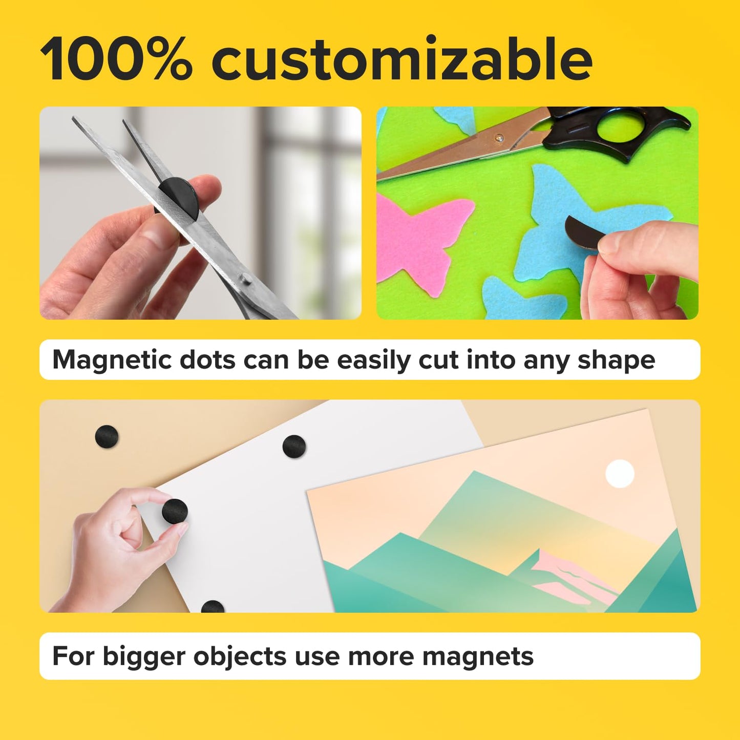 X-bet MAGNET Hyper-Sticky Magnets with Adhesive Backing - 0.8" Strong Magnetic Dots for Whiteboard, Fridge, Crafts - Easy to Cut Stickers for Planning and Organization - 100pcs