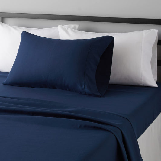 AmazonBasics Microfiber Sheet Set, Twin, Navy Blue