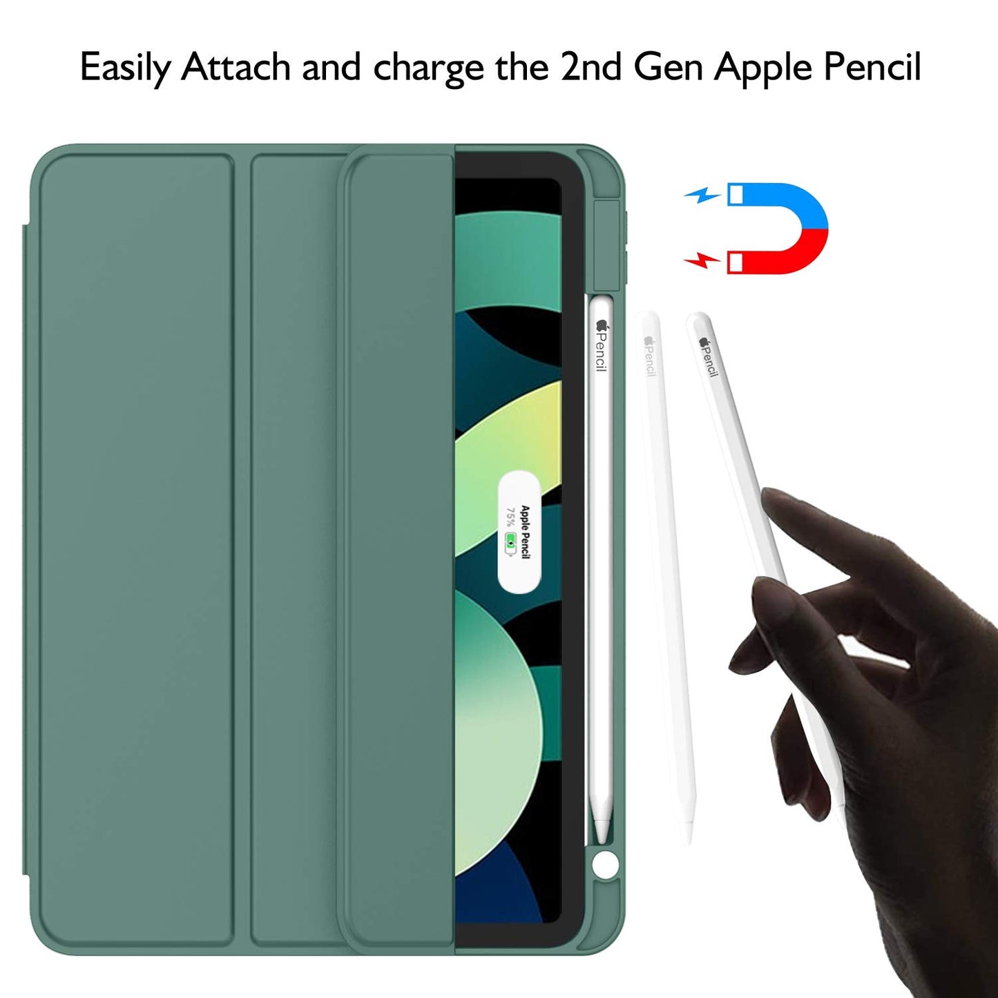 ZryXal iPad Air 11 Inch Case M3 2025 / M2 2024, iPad Air Case 5th Generation/4th Generation 2022/2020 10.9 Inch [Support Touch ID and Auto Wake/Sleep](New Midnight Green)