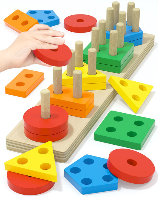 Yetonamr Montessori Toys for 1 2 3 Years Old Boys Girls Birthday Gifts, Wooden Sensory Toys for Ages 2-4 Kids Baby, Toddler Easter Basket Stuffers Learning Toy Activities Puzzles Ages 1-3