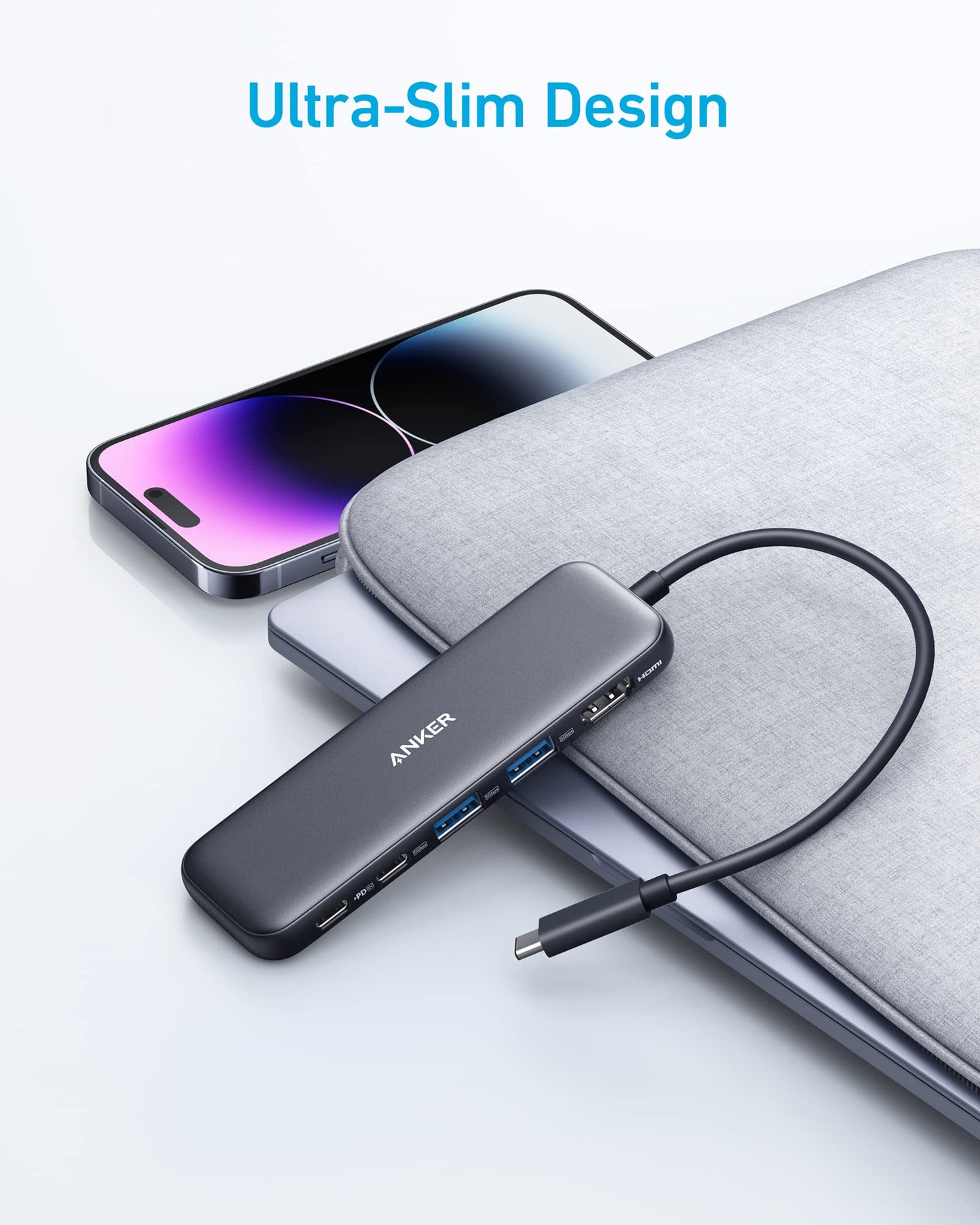 Anker USB C Hub, 5-in-1 USBC to HDMI Splitter with 4K Display, 1 x Powered USB-C 5Gbps & 2×Powered USB-A 3.0 5Gbps Data Ports for MacBook Pro, MacBook Air, Dell and More